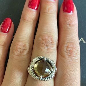 David Yurman Infinity ring sz 7 with center Smokey Quartz